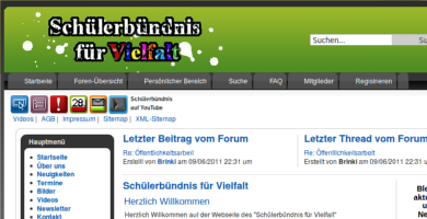 Die Webseite vom Schülerbündnis für Vielfalt